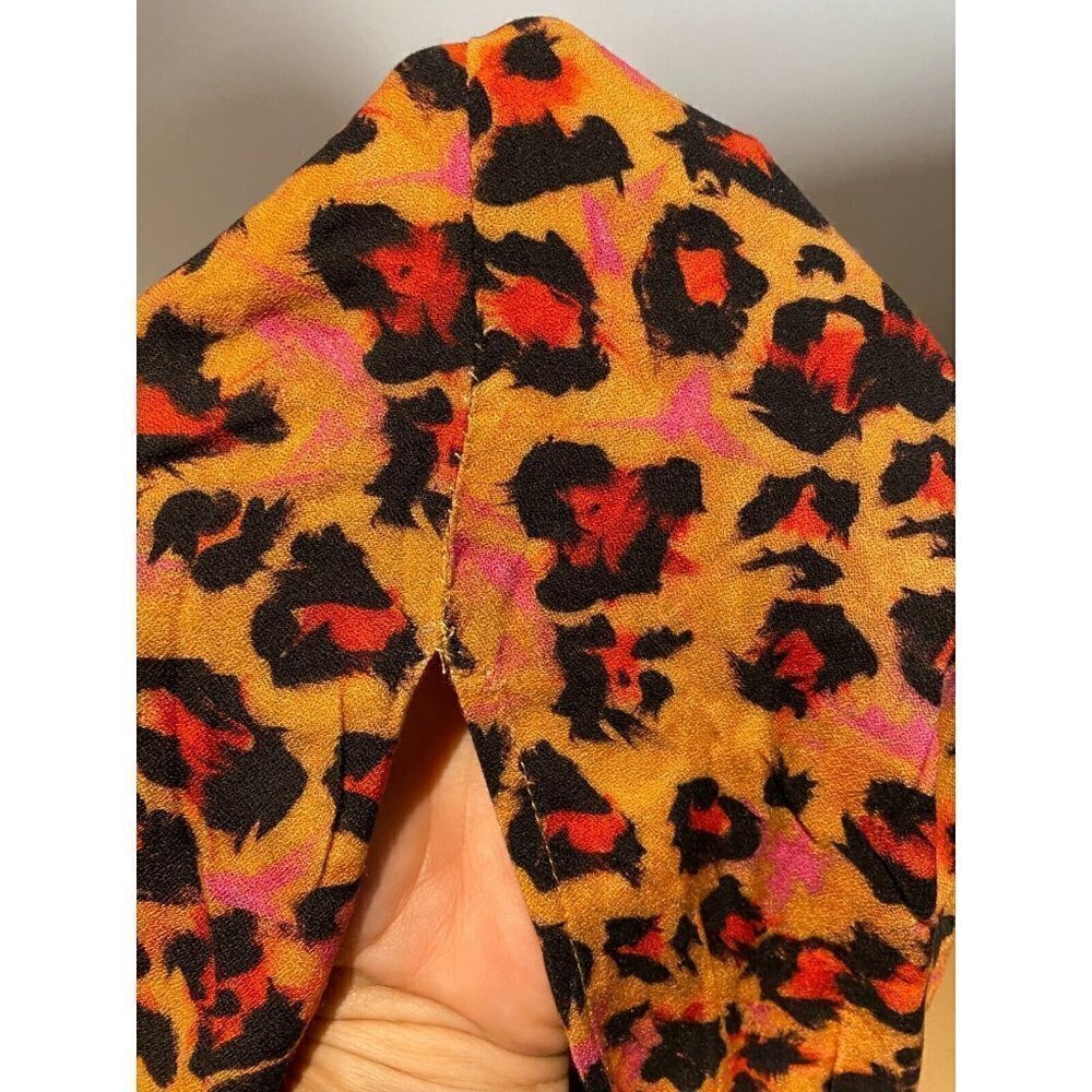 𝅺FRENCH Connection Womens "Amelia" Leopard Midi Dress Size 6 Front Slit - Picture 8 of 9